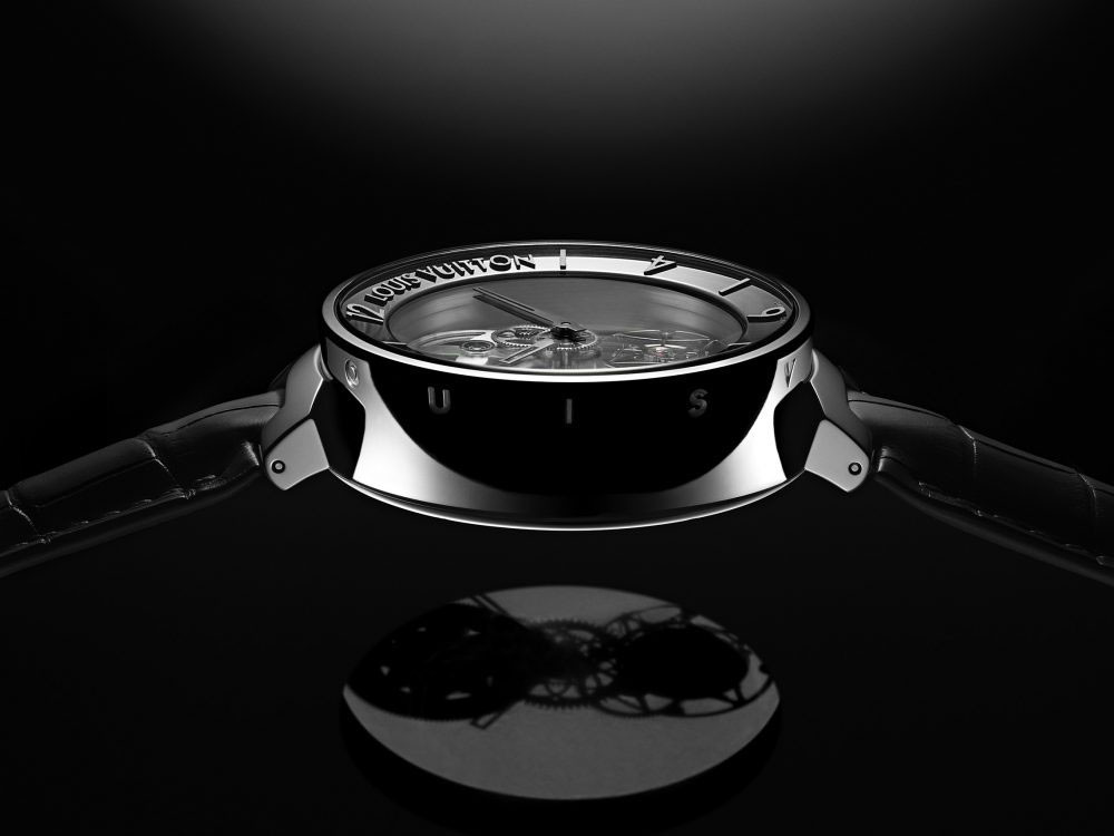 Auht LOUIS VUITTON Tambour GMT Evolution In Black Q1159 Black Dial 90173862