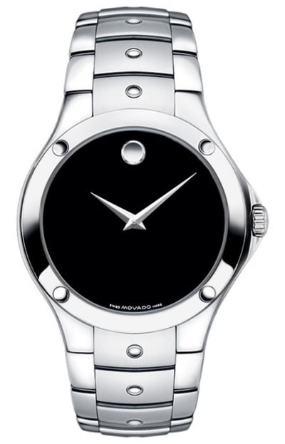 Movado  Alta SE Automatic Chronograph watch with silver bracelet and black  dial